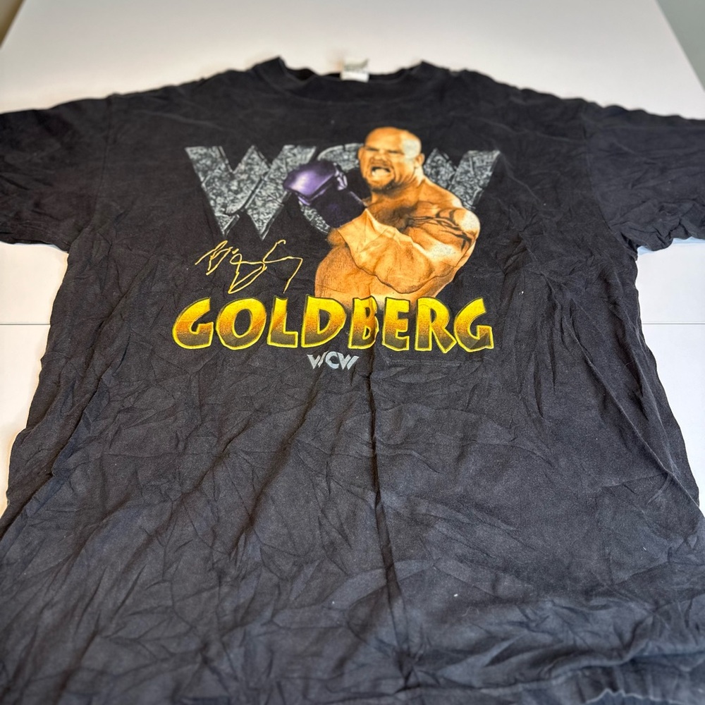 Goldbergh Black Goldberg WCW Graphic Tee with Yellow Logo and Purple Glove
